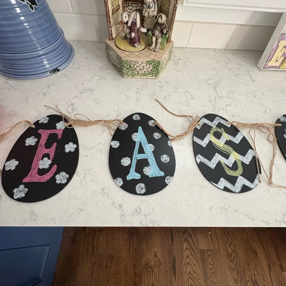Easter Egg Garland Banner - Chalkboard Style